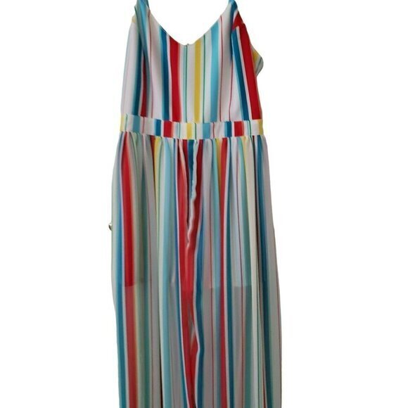 XOXO Womens Striped Dress Jumper Romper Sheer Over Shorts Maxi Size XL Pre-Owned - Picture 12 of 14